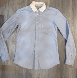 Coach Light Blue White Collar Button Down  Shirt